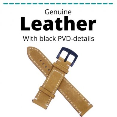 Leather watch strap - Black buckle