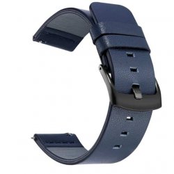 watch strap leather basic - blue PVD