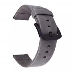 Watch strap leather basic - Grey PVD