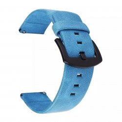 Watch strap leather basic - Light blue PVD