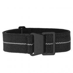 Marine nationale strap black with white stripe and black buckle
