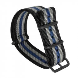 Nato strap Batm man, blue grey and black with black PVD-buckle