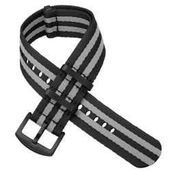 Seatbelt watch strap - Bond - Black and gray - Black PVD mounts