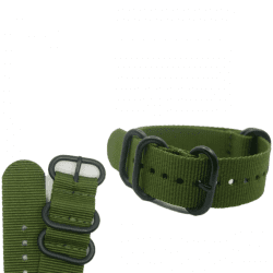 Nato watch strap Zulu - green with black PVD mounts
