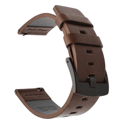 Watch strap leather basic - dark brown PVD